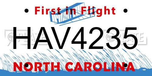 HAV4235 North Carolina License Plate