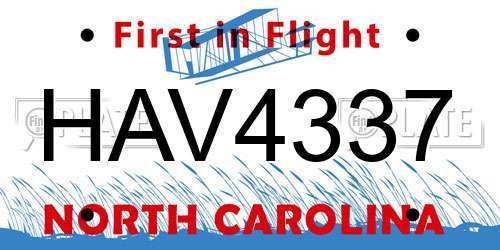 HAV4337 North Carolina License Plate