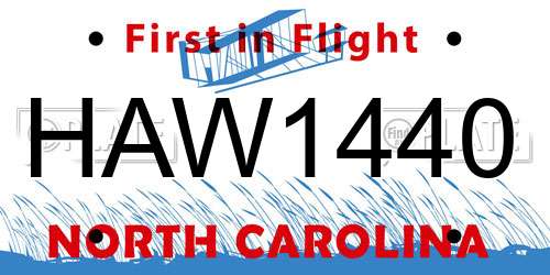 HAW1440 North Carolina License Plate