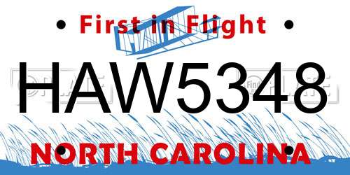 HAW5348 North Carolina License Plate