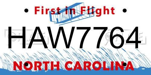 HAW7764 North Carolina License Plate
