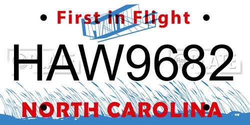 HAW9682 North Carolina License Plate