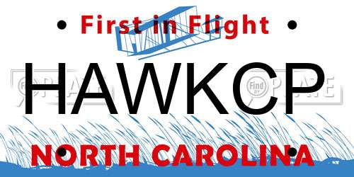 HAWKCP North Carolina License Plate