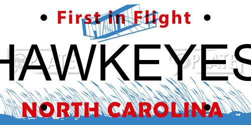 HAWKEYES North Carolina License Plate