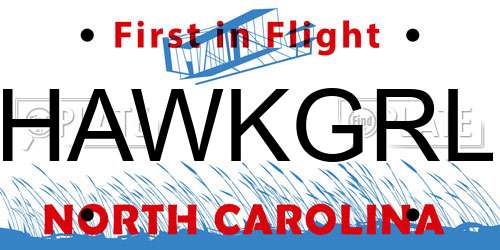 HAWKGRL North Carolina License Plate