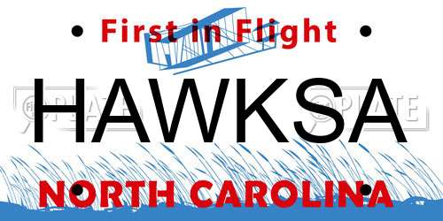 HAWKSA North Carolina License Plate
