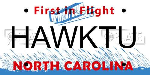 HAWKTU North Carolina License Plate