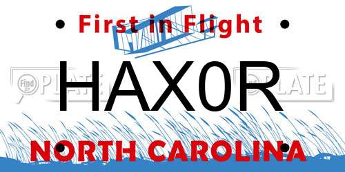 HAX0R North Carolina License Plate