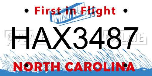 HAX3487 North Carolina License Plate