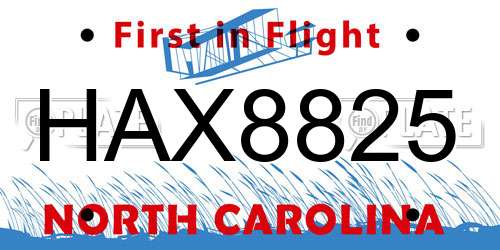 HAX8825 North Carolina License Plate