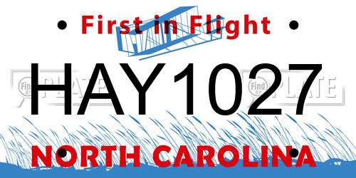 HAY1027 North Carolina License Plate