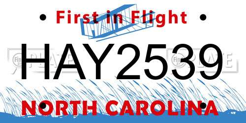 HAY2539 North Carolina License Plate