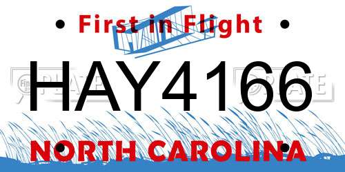 HAY4166 North Carolina License Plate