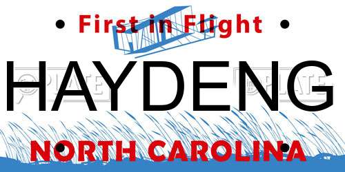 HAYDENG North Carolina License Plate