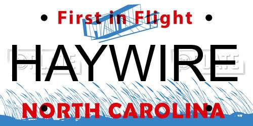 HAYWIRE North Carolina License Plate