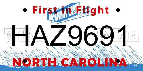HAZ9691 North Carolina License Plate
