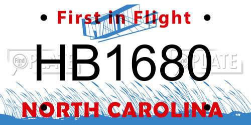 HB1680 North Carolina License Plate