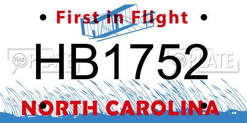 HB1752 North Carolina License Plate