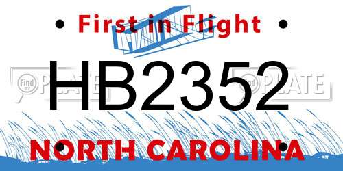 HB2352 North Carolina License Plate