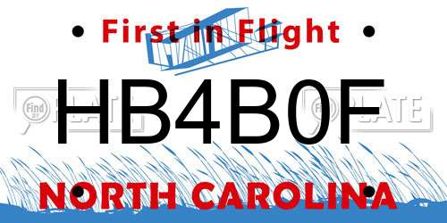 HB4B0F North Carolina License Plate