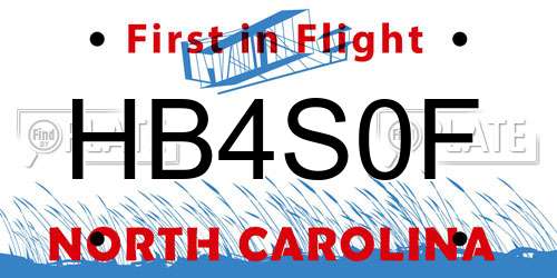 HB4S0F North Carolina License Plate