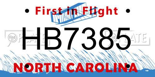 HB7385 North Carolina License Plate