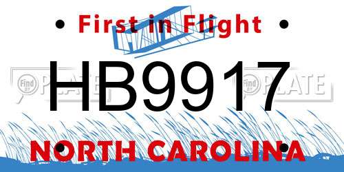 HB9917 North Carolina License Plate