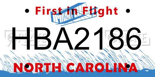 HBA2186 North Carolina License Plate