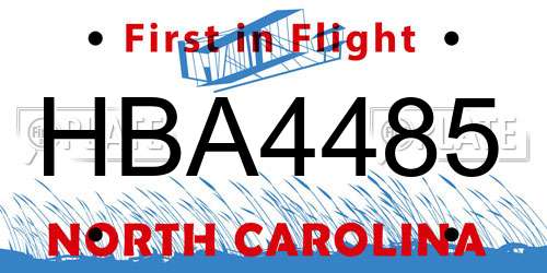 HBA4485 North Carolina License Plate