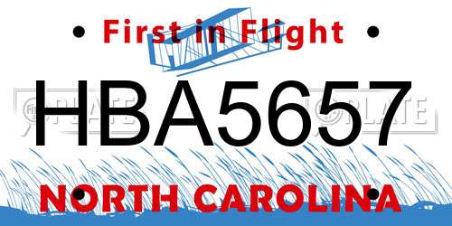 HBA5657 North Carolina License Plate