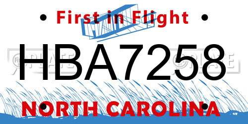 HBA7258 North Carolina License Plate
