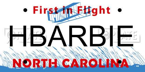HBARBIE North Carolina License Plate
