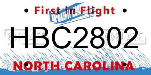 HBC2802 North Carolina License Plate