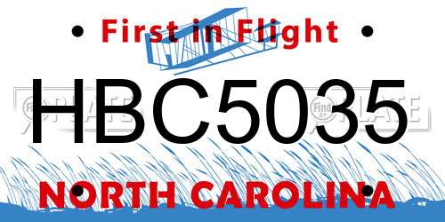 HBC5035 North Carolina License Plate