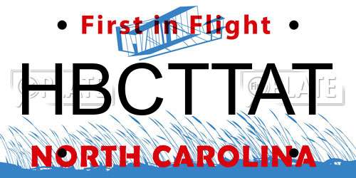 HBCTTAT North Carolina License Plate