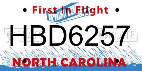 HBD6257 North Carolina License Plate