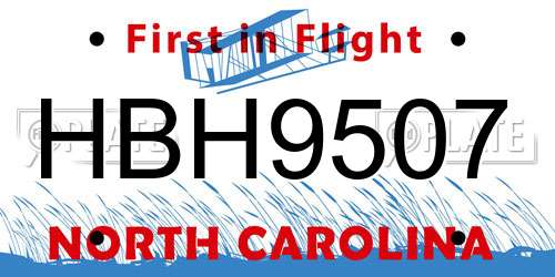HBH9507 North Carolina License Plate