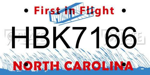HBK7166 North Carolina License Plate
