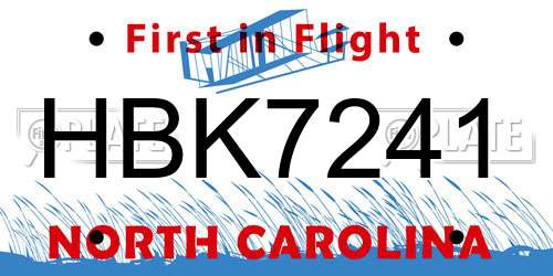 HBK7241 North Carolina License Plate