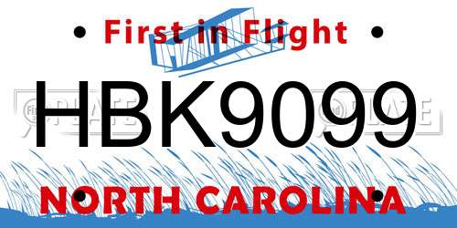 HBK9099 North Carolina License Plate