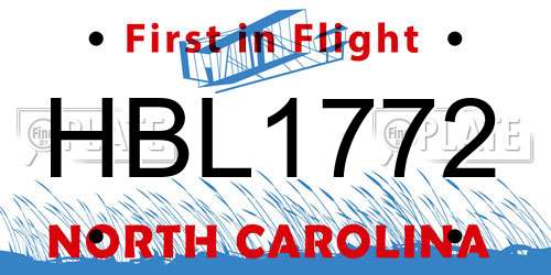 HBL1772 North Carolina License Plate