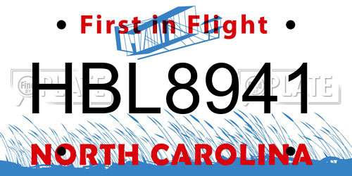 HBL8941 North Carolina License Plate