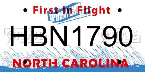 HBN1790 North Carolina License Plate