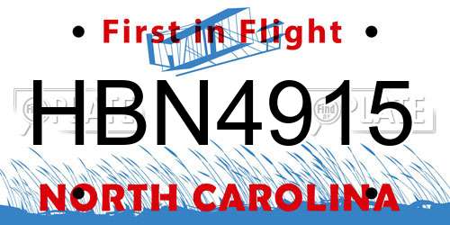 HBN4915 North Carolina License Plate