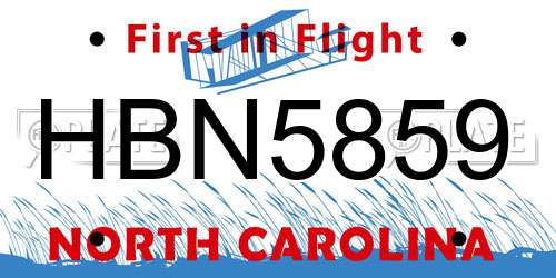 HBN5859 North Carolina License Plate