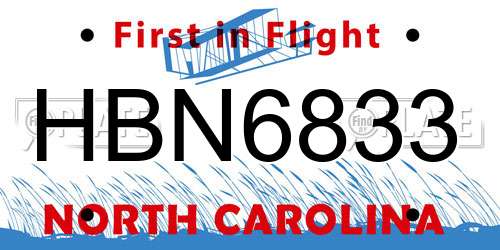 HBN6833 North Carolina License Plate
