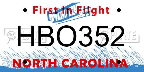 HBO352 North Carolina License Plate