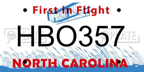 HBO357 North Carolina License Plate