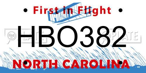 HBO382 North Carolina License Plate