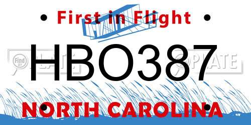 HBO387 North Carolina License Plate